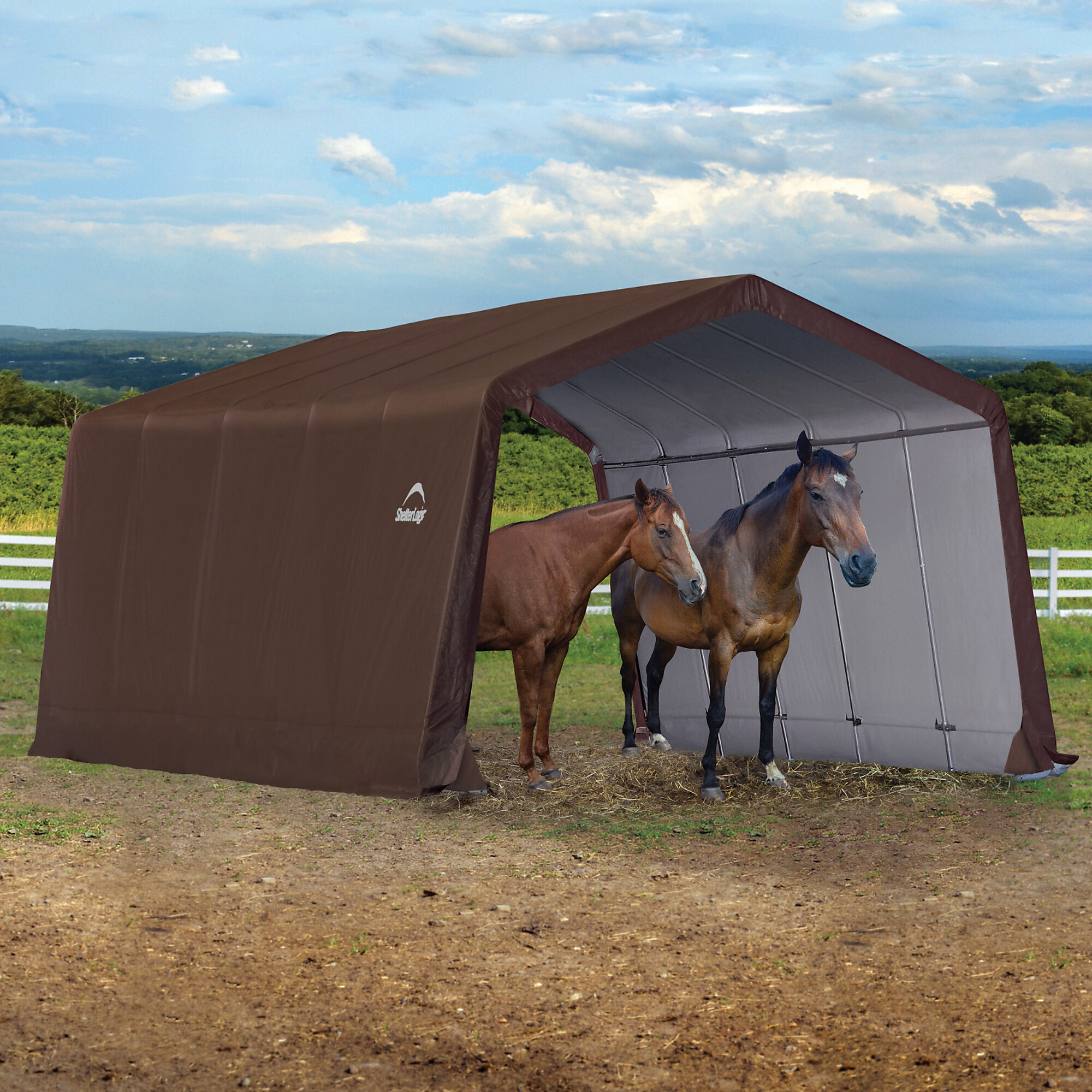 ShelterLogic 3-in-1 Run-in Shelter — 12ft. x 20ft. x 8ft., Brown, Model# 60403